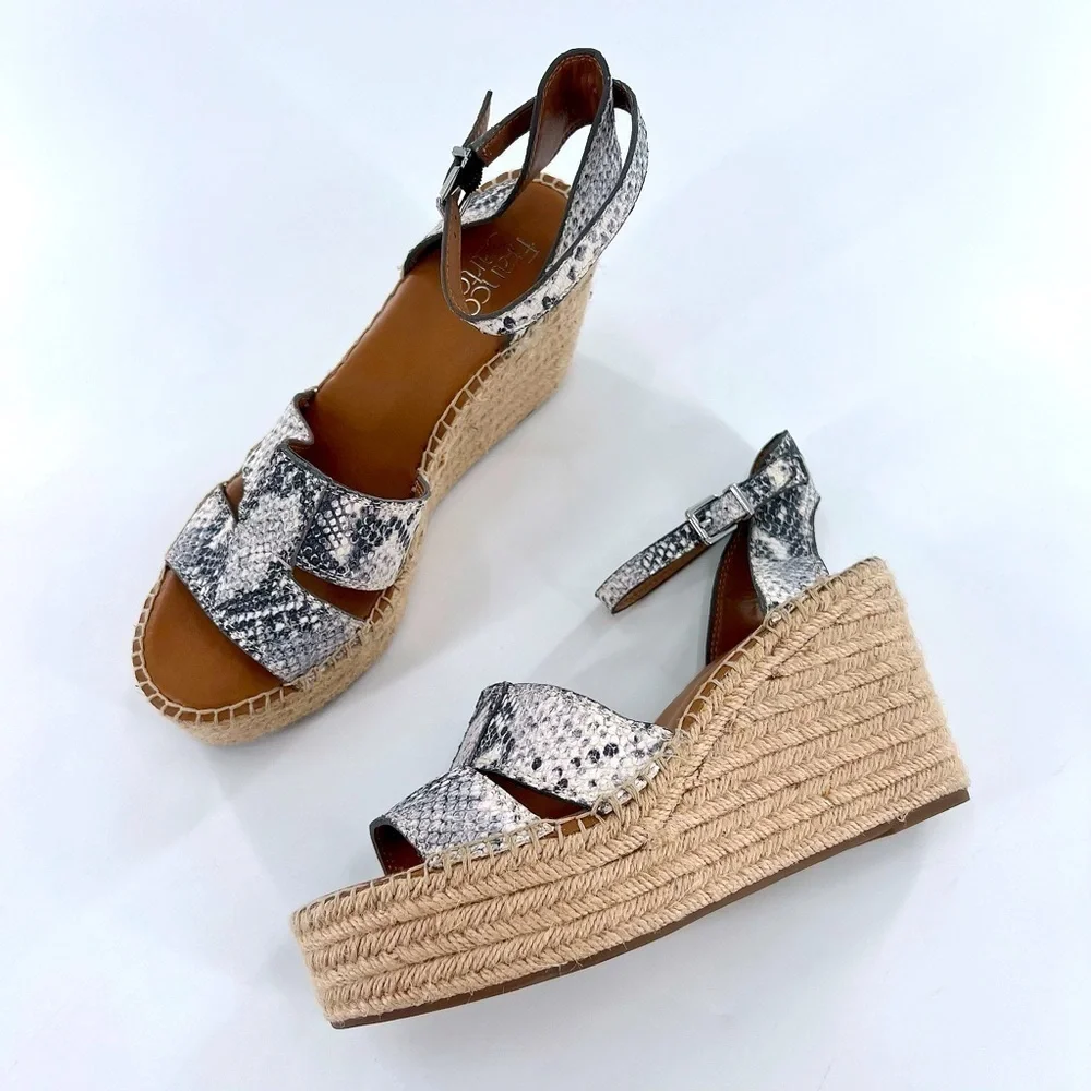 FRANCO SARTO Talya Espadrille Wedge Sandal Snake print size 9.5 M